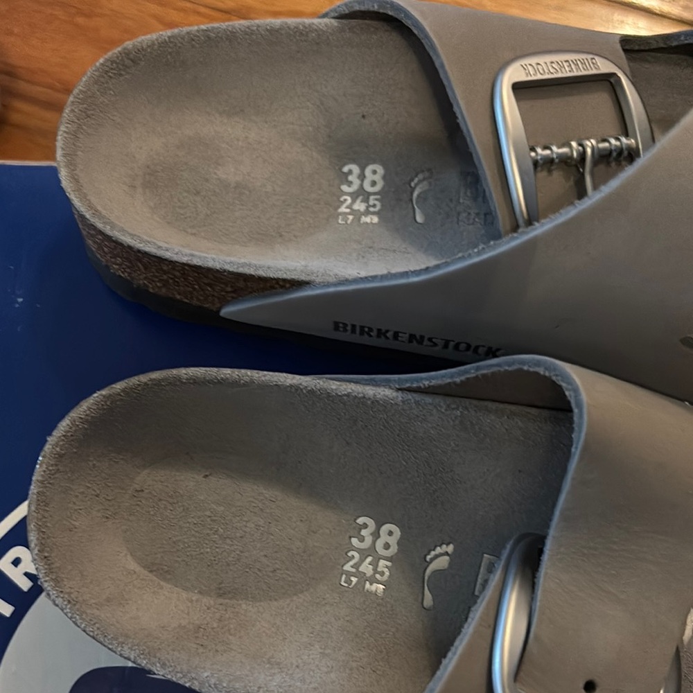 Birkenstock Light Gray Buckle Sandals - Picture 3 of 5